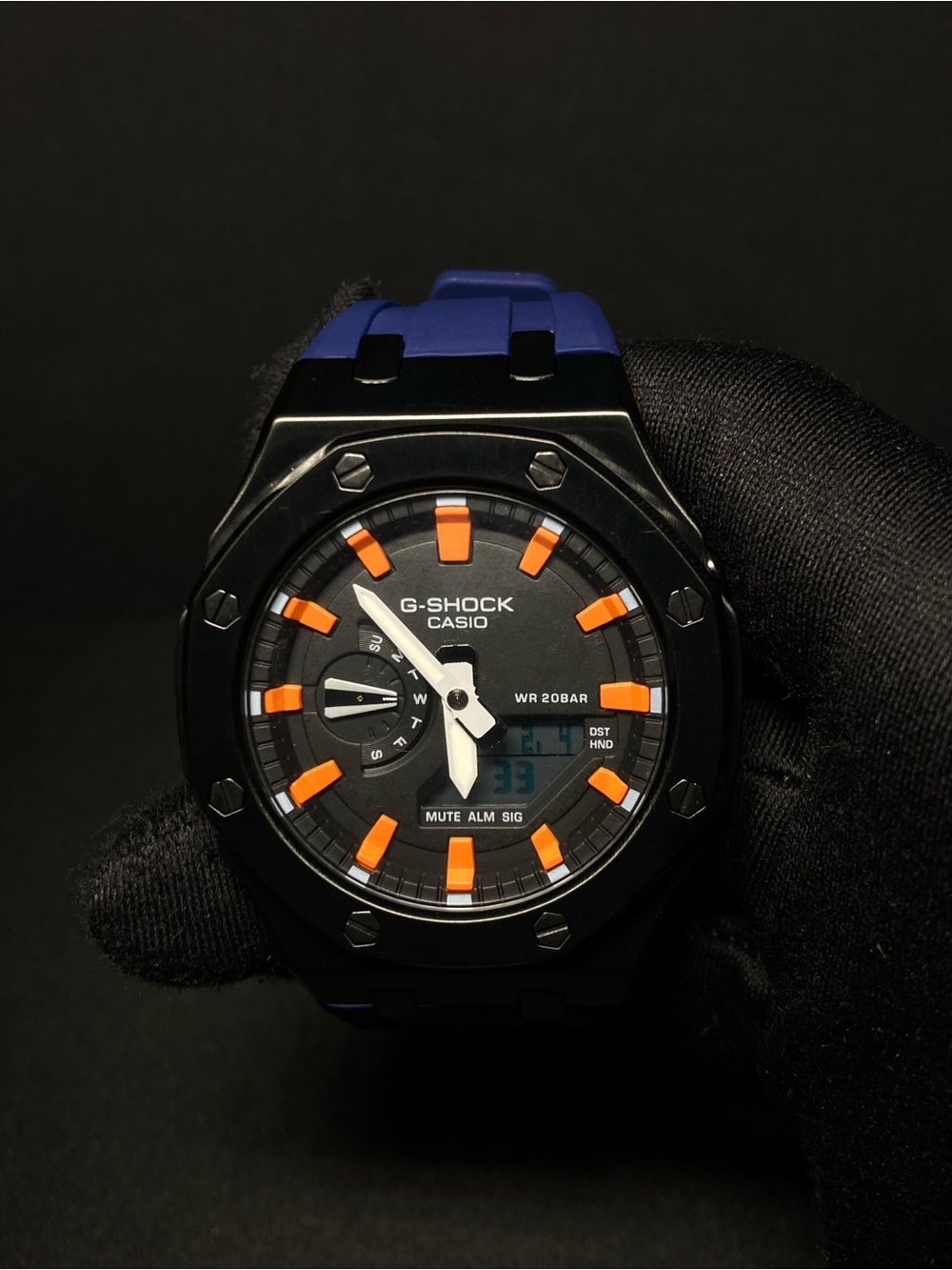 Custom G Shock Navy Blue and Orange Gms 2100 Model